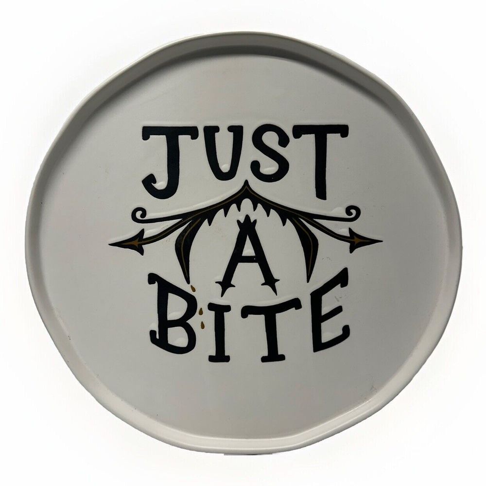 Happy Halloween Cookie Plate Stoneware White Serving Round Platter 13"